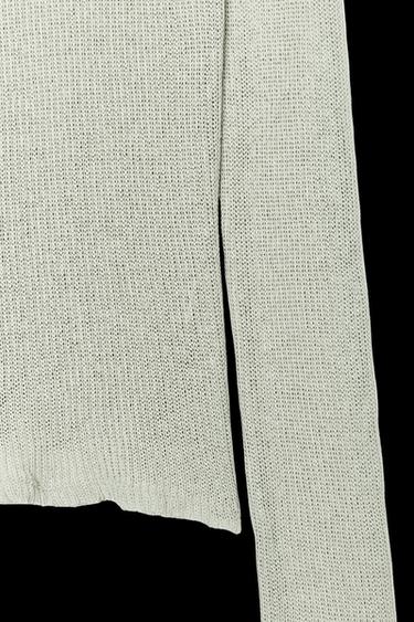 Zara LONG SLEEVE RUSTIC TOP - Khaki