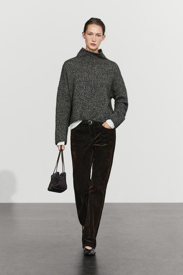 100% wool mouliné knit sweater — Mid-blue 1