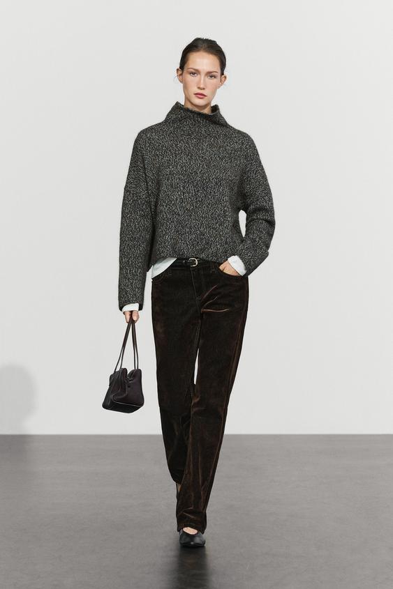 Zara 100% wool mouliné knit sweater - Mid-blue - Image 0