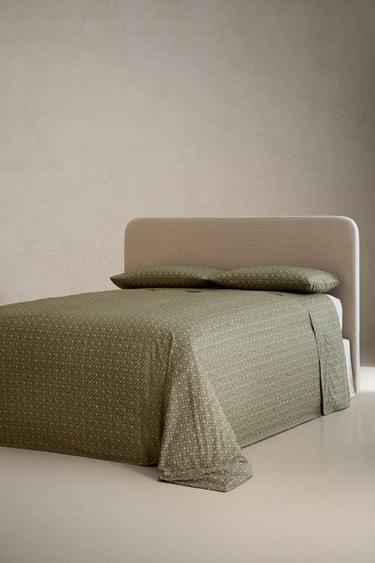 FLORAL PERCALE FLAT SHEET (200 THREAD COUNT) — Green 2
