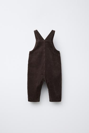 LONG CORDUROY DUNGAREES - Dark brown by Zara - Image 1