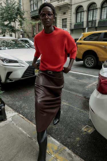 SOFT PLAIN KNIT JUMPER - Intense red by Zara