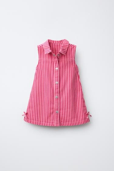 KJOLE I STRIBET GABARDINE - rosa fra Zara - Billede 0