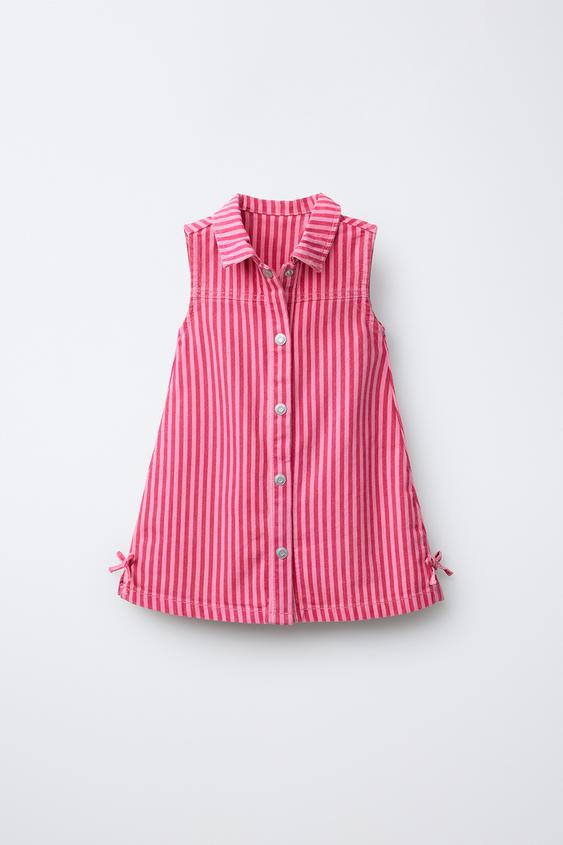 STRIPED TWILL DRESS - Pink by Zara - Image 0