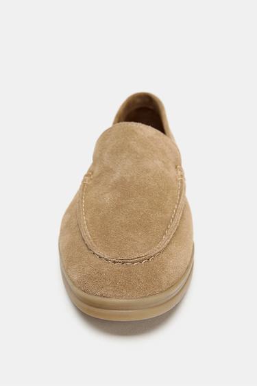 FLAT SPLIT SUEDE LOAFERS - Sand Brown by Zara - Image 4