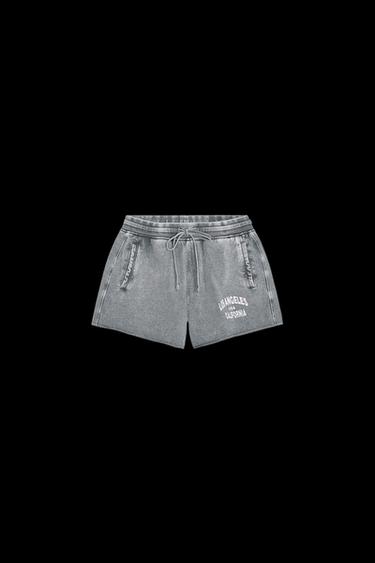 Zara WASHED EFFECT TEXT SWEATSHORTS - Anthracite grey - Image 0