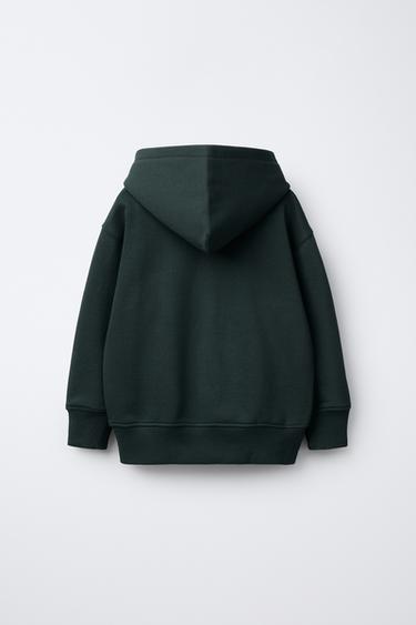 SWEAT À CAPUCHE AVEC INSCRIPTION - Vert bouteille foncé de Zara - Image 1