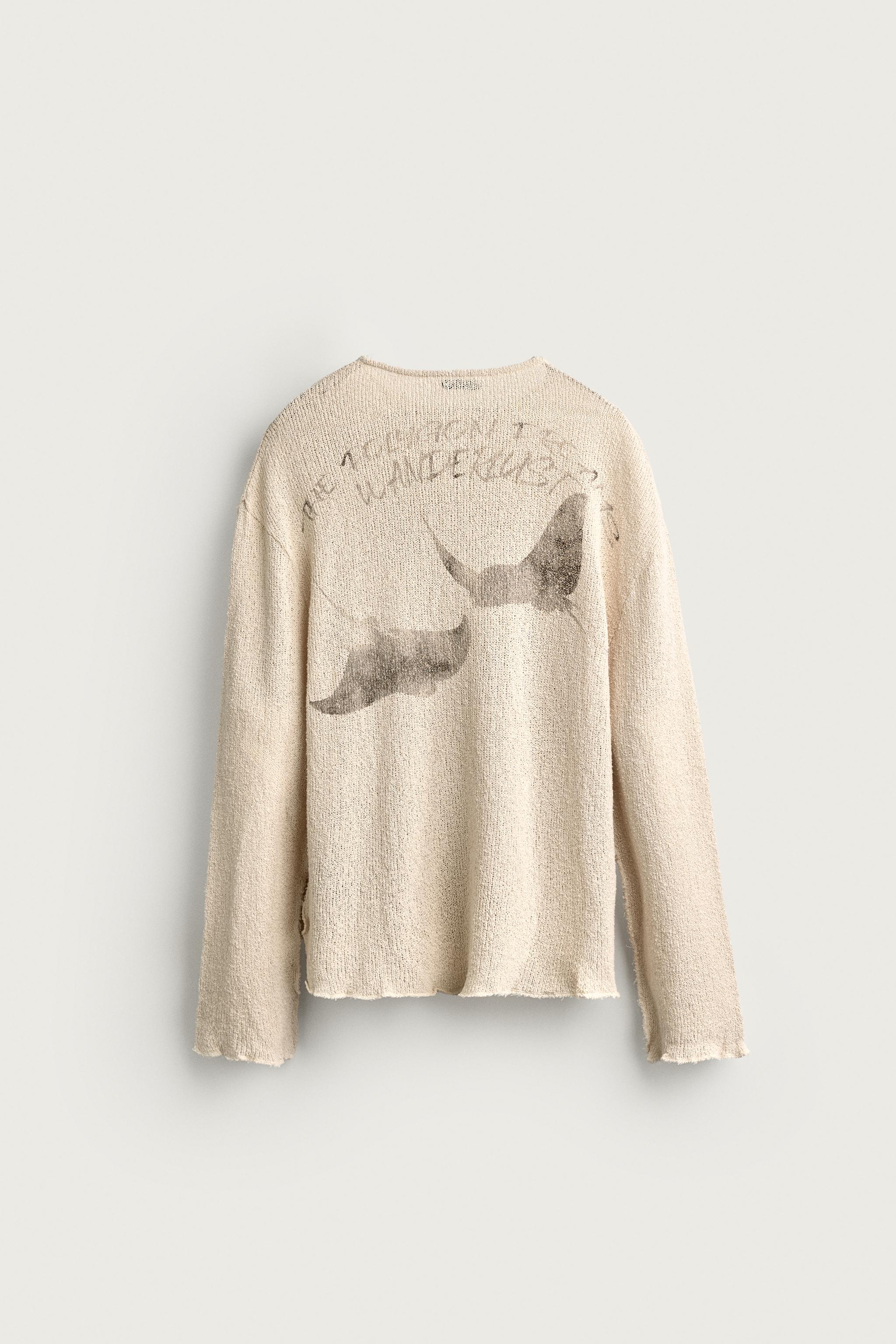 WASHED PRINT KNIT T-SHIRT