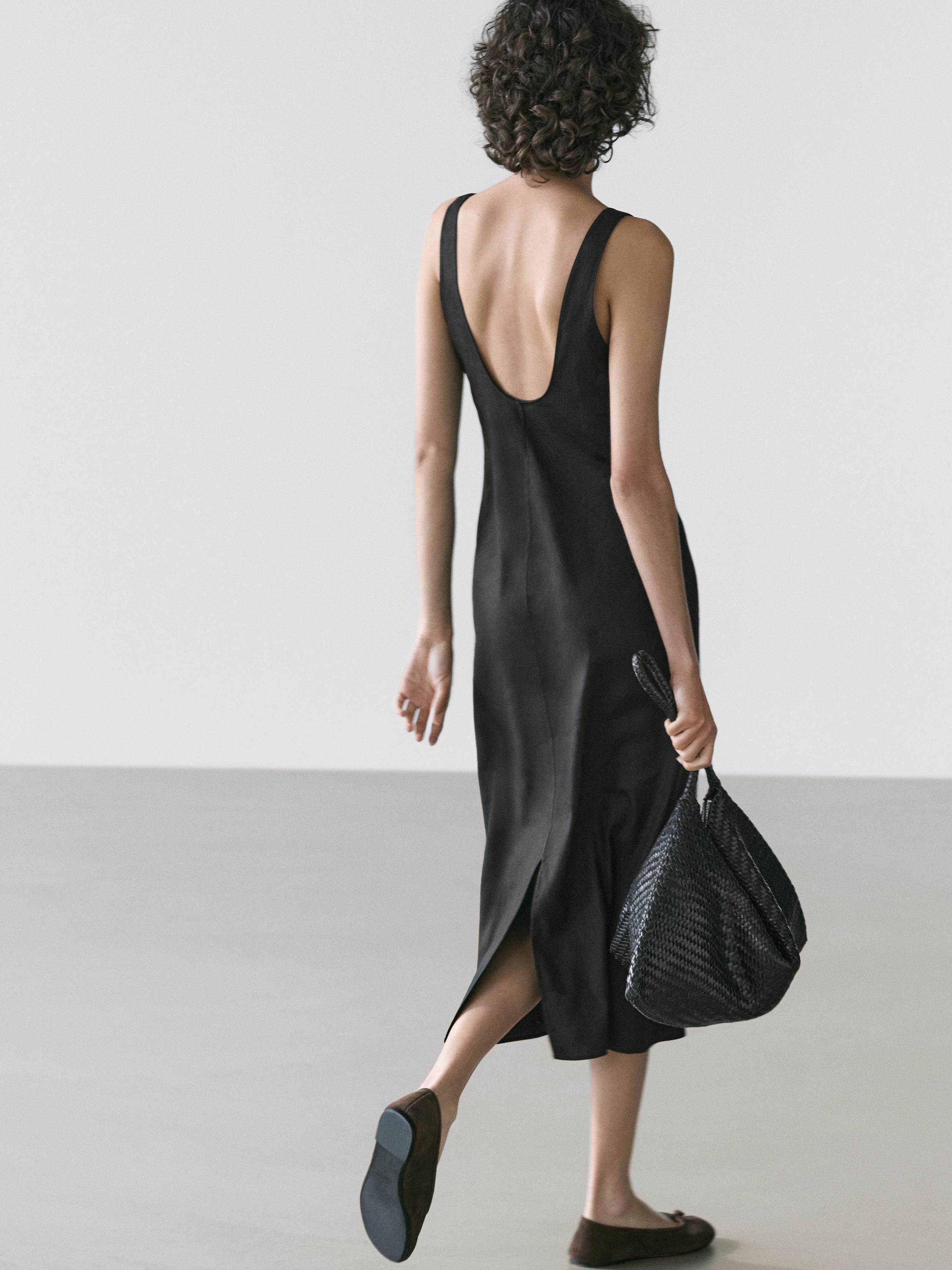 Flowing round neck midi dress