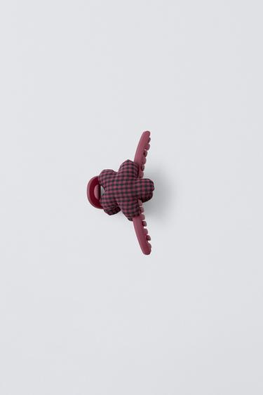 Zara PLAID FLOWER CLIP - Maroon
