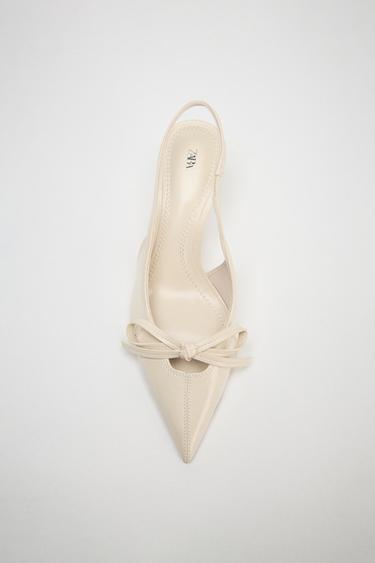 Zara BOW SLINGBACK SHOES - White
