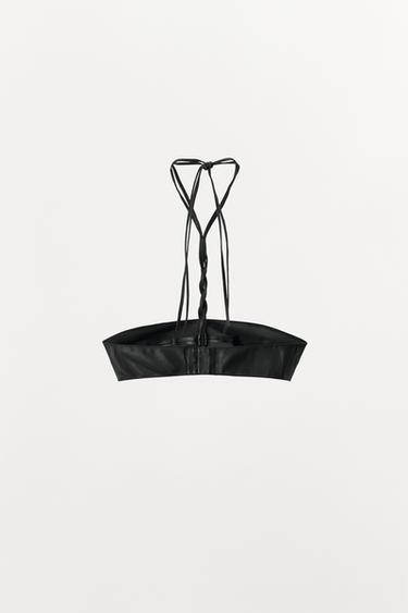 100% BRAIDED LEATHER BRA - Black by Zara - Image 4