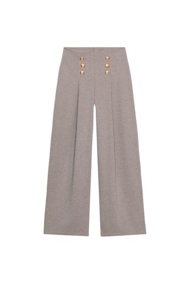 CALÇA DE SARJA COM BOTÕES - Vison da Zara