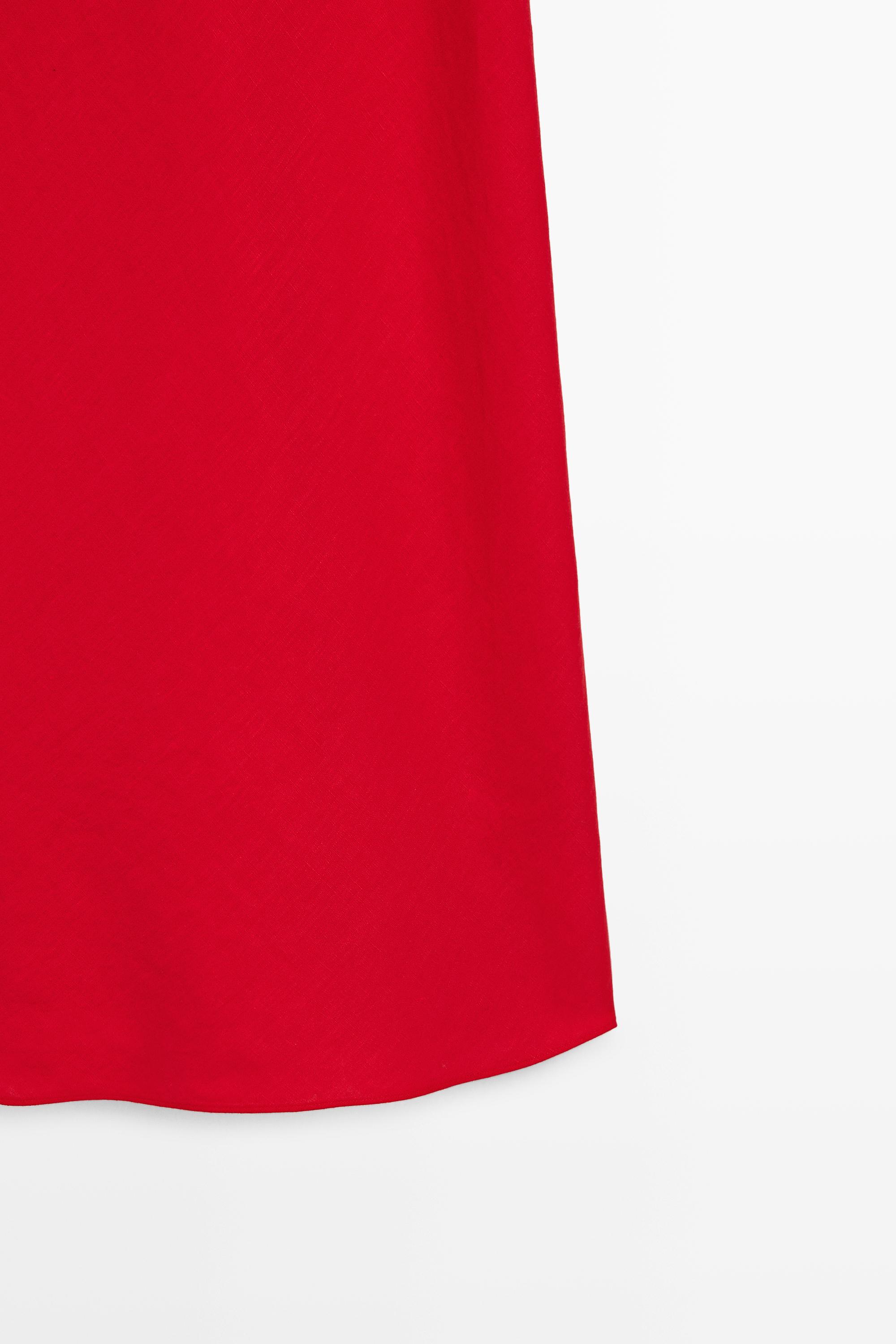 Linen midi dress with open back