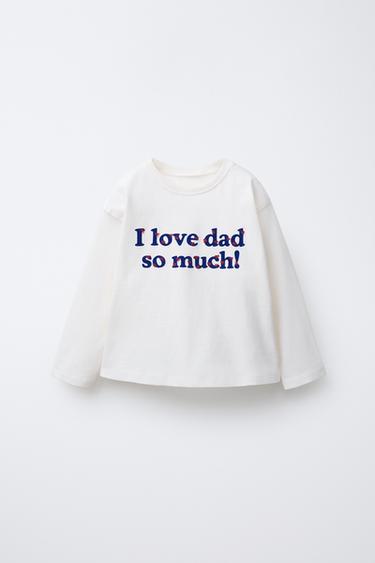 T-SHIRT MED FLOCK-TEKST - blå fra Zara