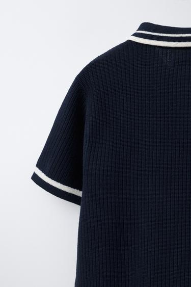 BASIC RIBBED KNIT POLO SHIRT - Navys / Ecrus by Zara - Image 3