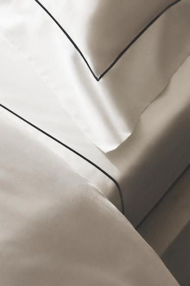 SATEEN FLAT SHEET WITH EMBROIDERED EDGE - Black by Zara - Image 5