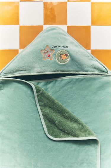 SERVIETTE DE BAIN CAPUCHE BÉBÉ ESPACE - Vert de Zara