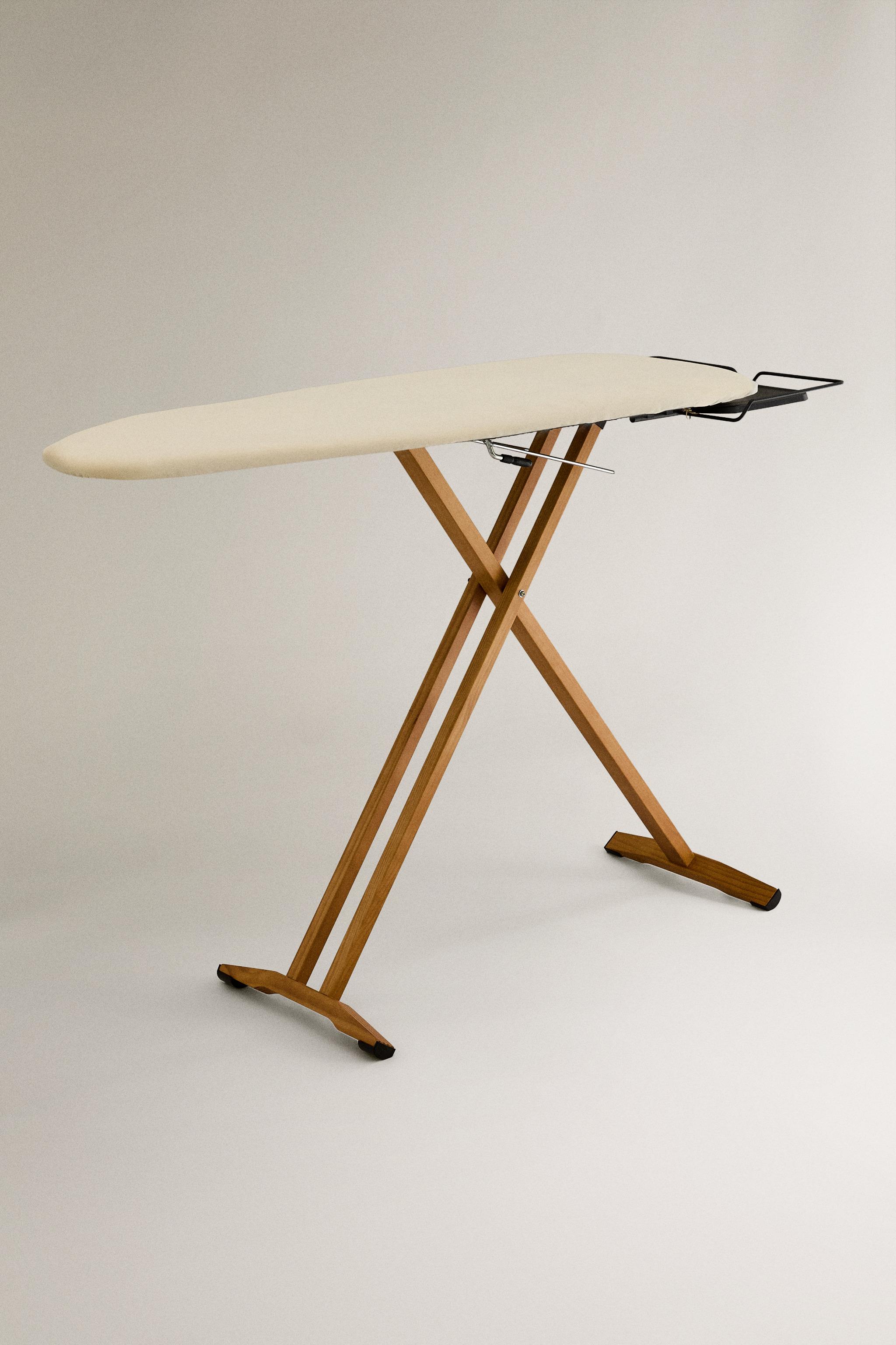 WOOD AND METAL IRONING BOARD — Ecru