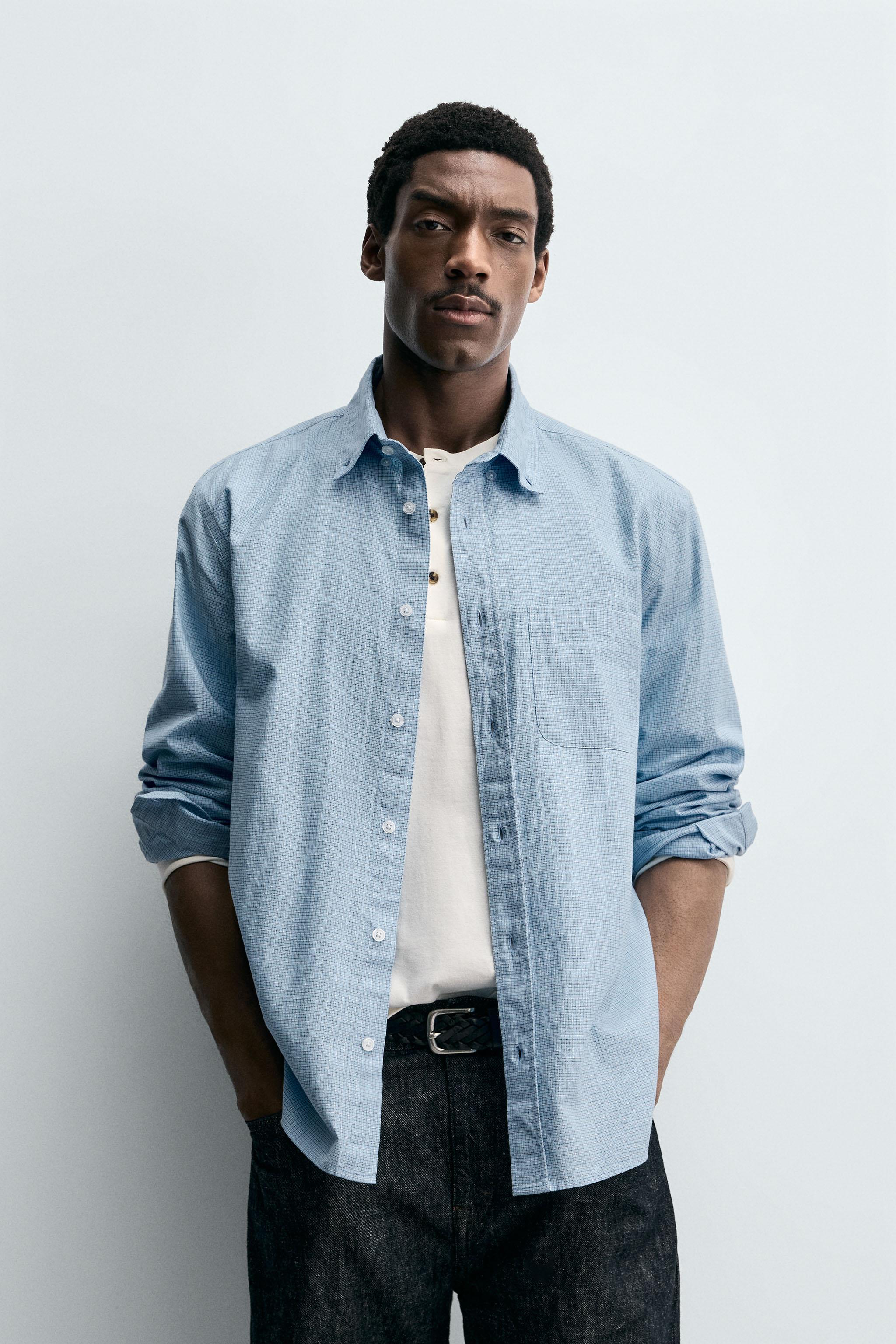 SOFT COTTON SHIRT — Light blue