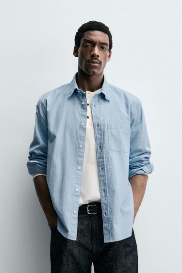 SOFT COTTON SHIRT - Light blue by Zara