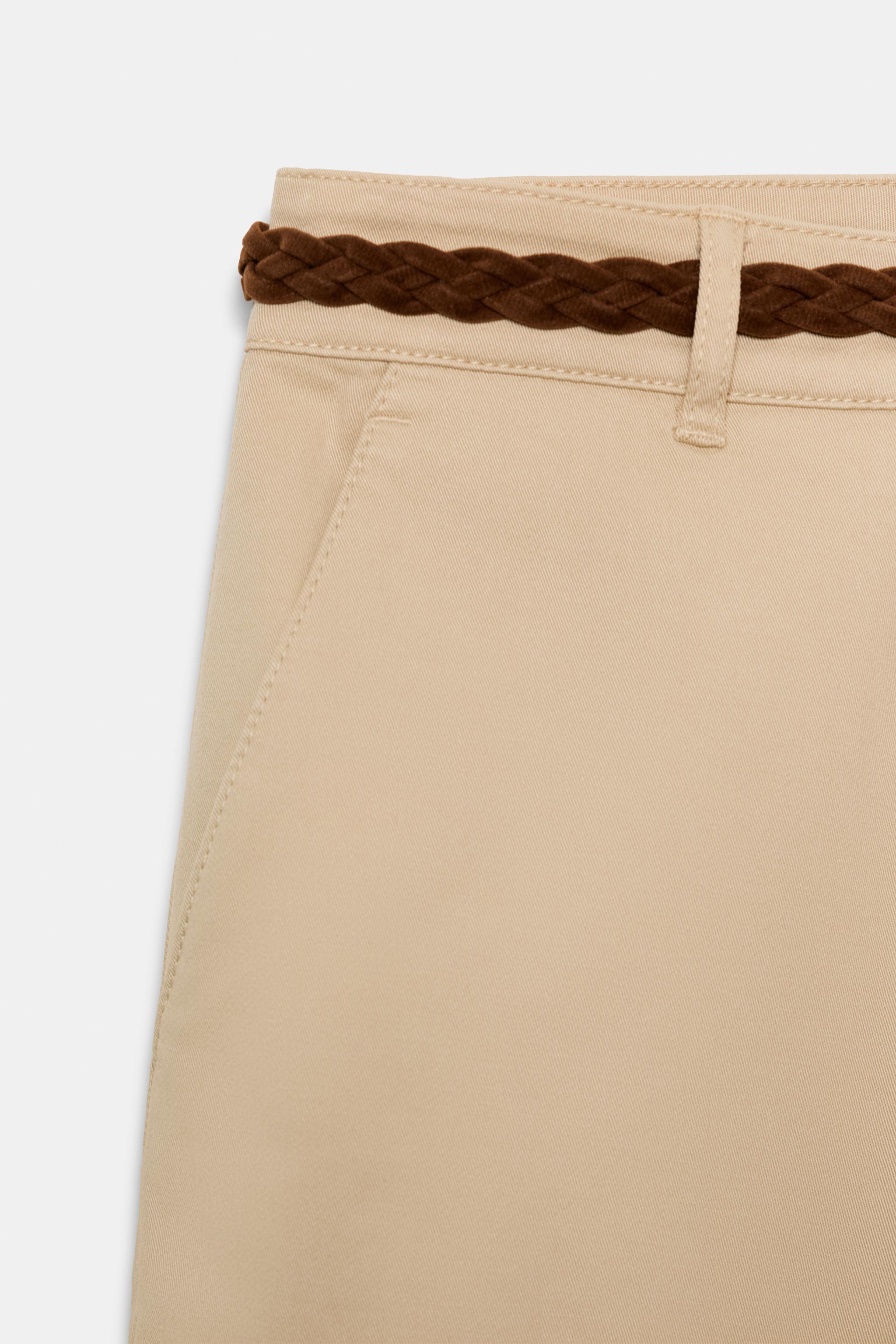 Zara ÖRGÜ KEMERLİ CHINO PANTOLON görsel 8