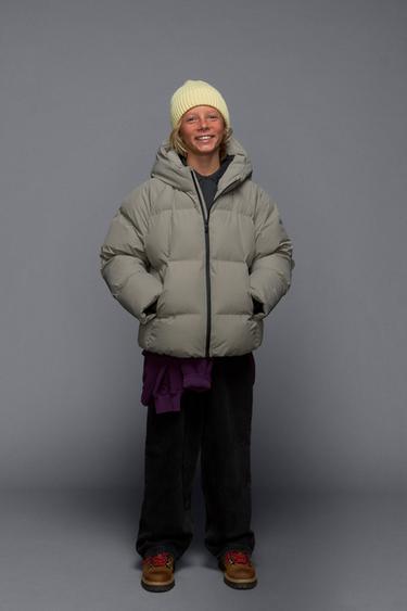 WATER-REPELLENT HOODED PADDED JACKET - Light mink by Zara