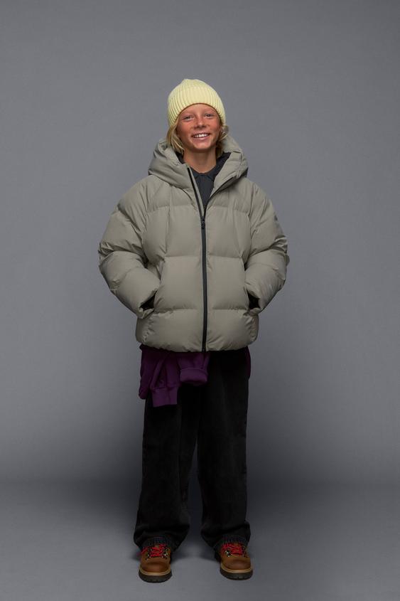WATER-REPELLENT HOODED PADDED JACKET - Light mink by Zara - Image 0