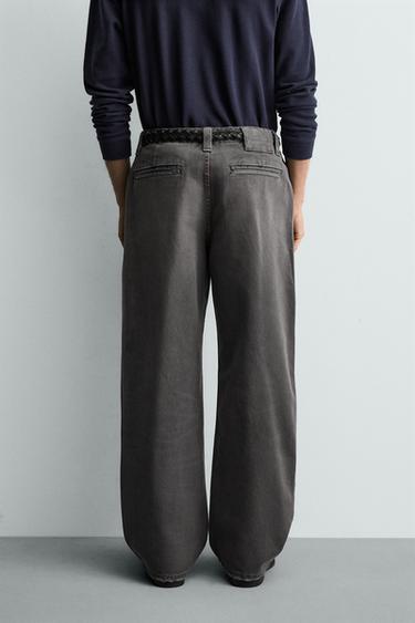 PANTALON CHINO COUPE DÉCONTRACTÉE DÉLAVÉ - Gris de Zara - Image 2