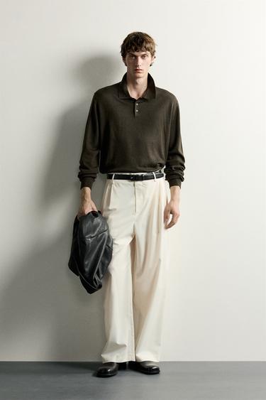 PANTALÓN PLIEGUES CON LANA - Crudo de Zara - Imagen 0
