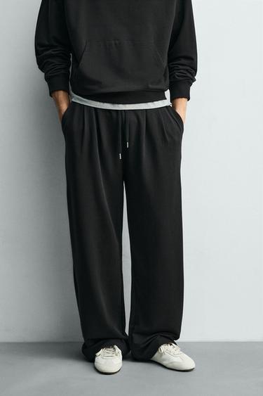 SOFT PLEATED JOGGERS - Black by Zara
