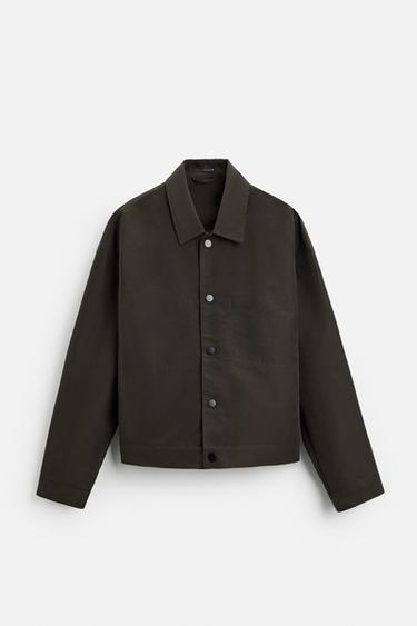 CROPPED FIT JACKET - Dark brown by Zara - Image 5