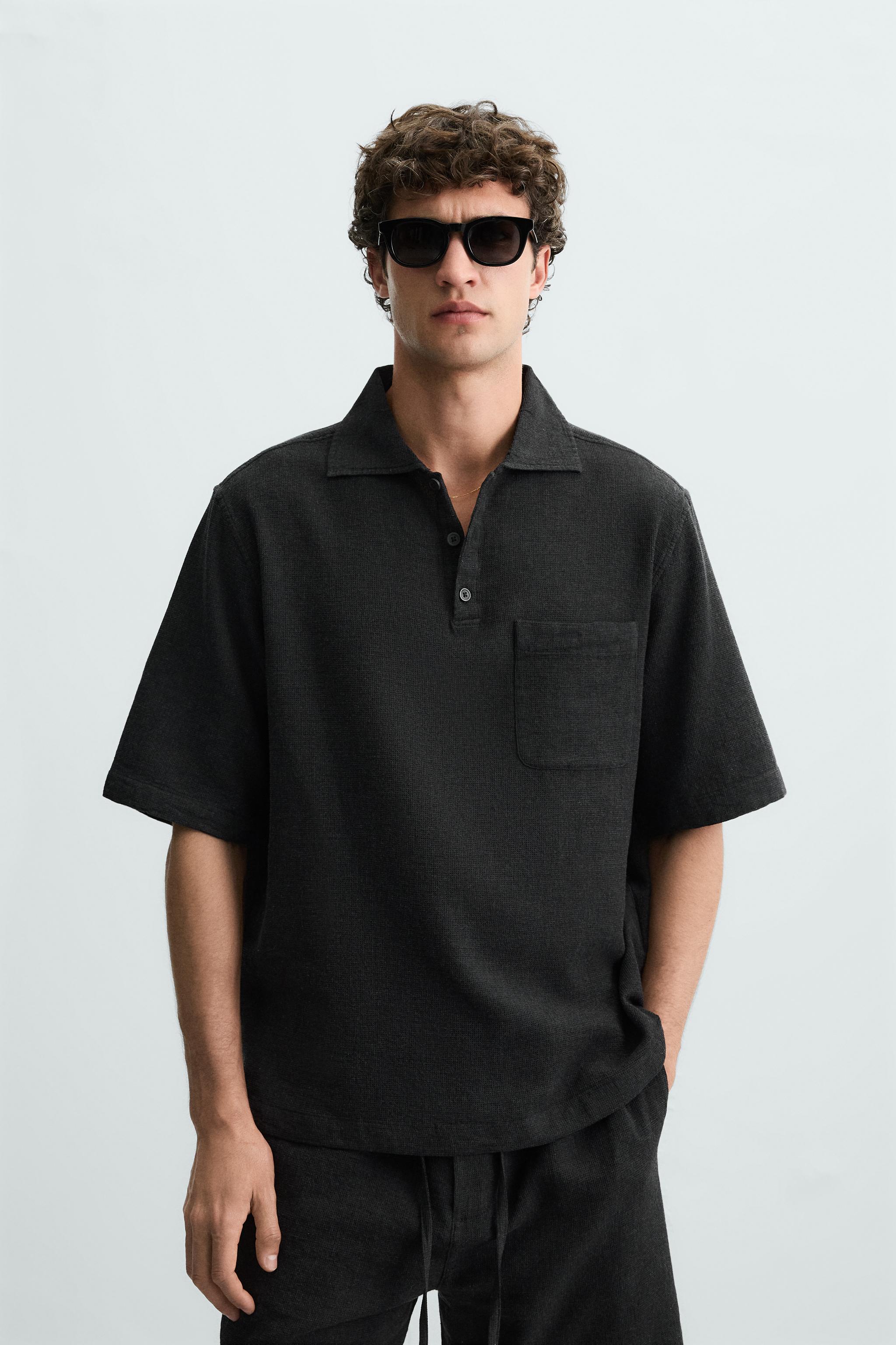 POLO ESTRUCTURA CUADRILLÉ - Gris oscuro | ZARA Chile