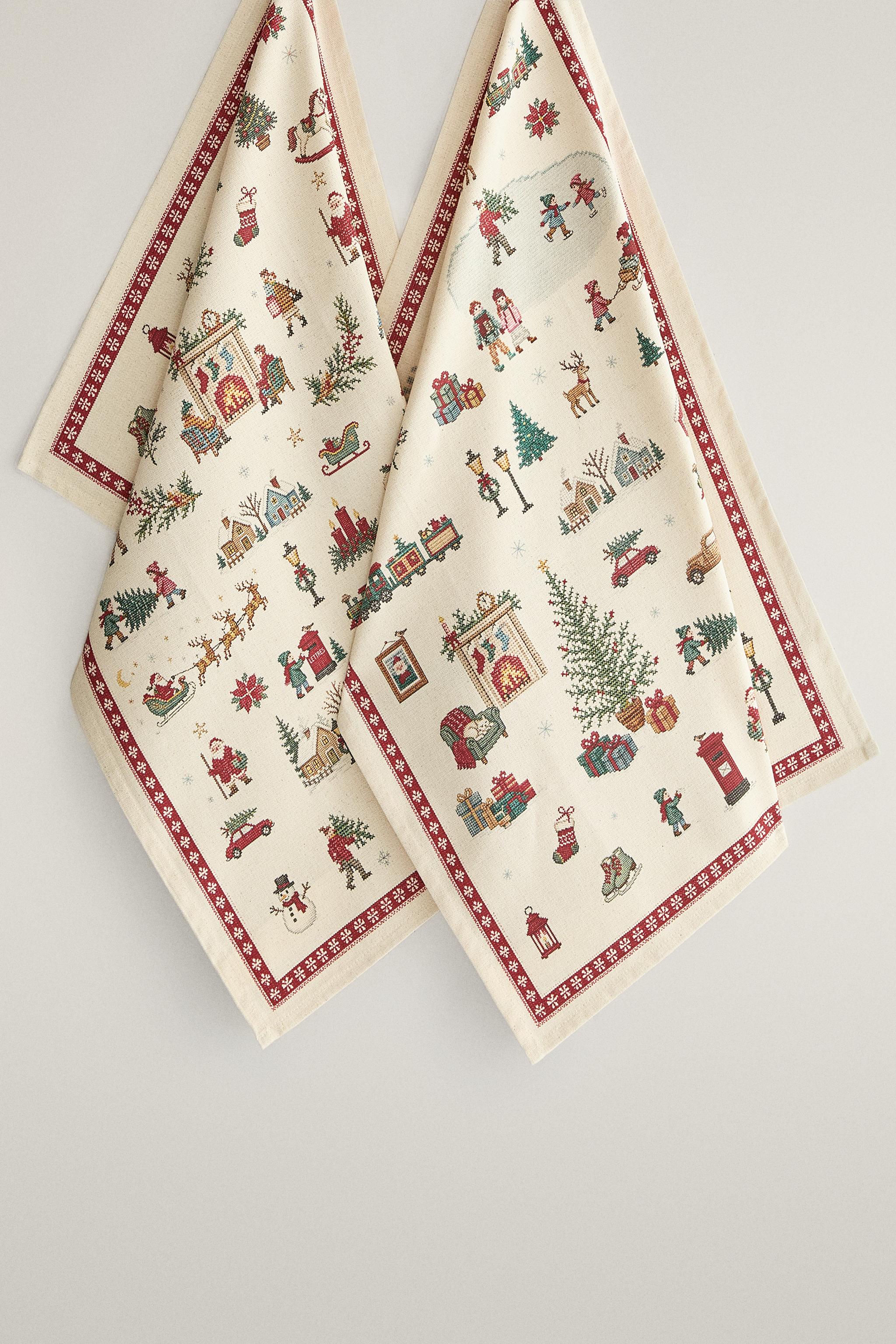 COTTON VILLAGE CHRISTMAS KITCHEN TOWEL (PACK OF 2)