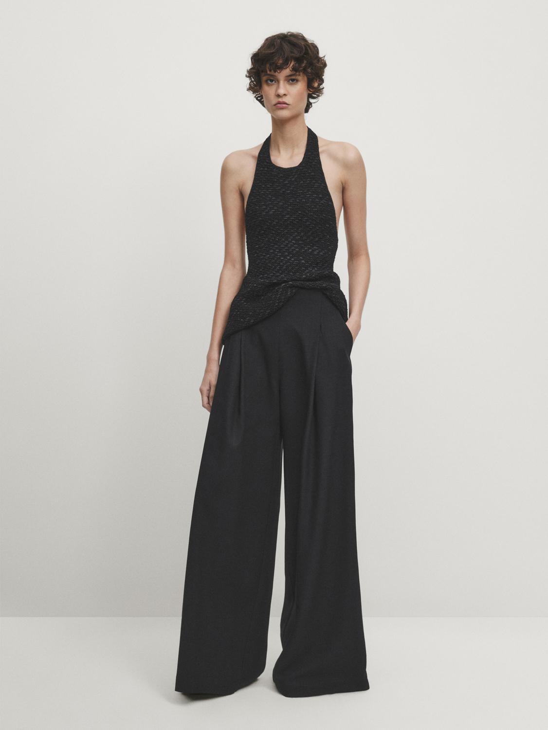 Wide-leg trousers with darts - Studio - Black | ZARA United States