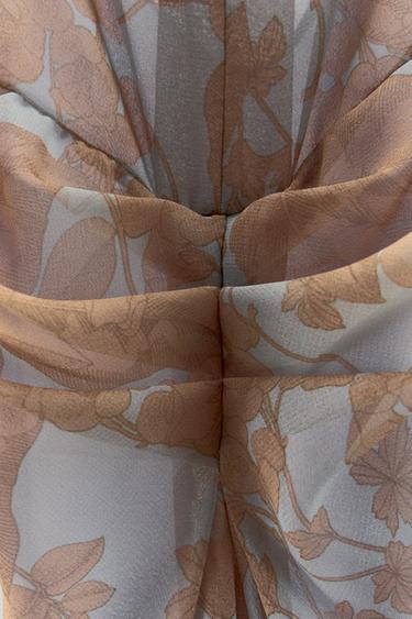 ROBE IMPRIMÉE FLEURIE À PLIS - Marron-Bleu de Zara - Image 5