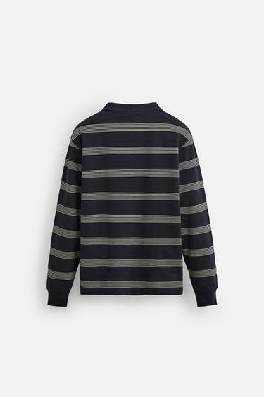 STRIPED PIQUÉ POLO SHIRT - Navy blue by Zara - Image 7