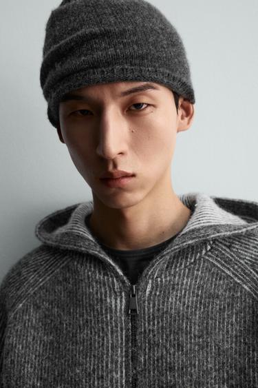 후드 니트 스웨트셔츠 - Zara 그레이