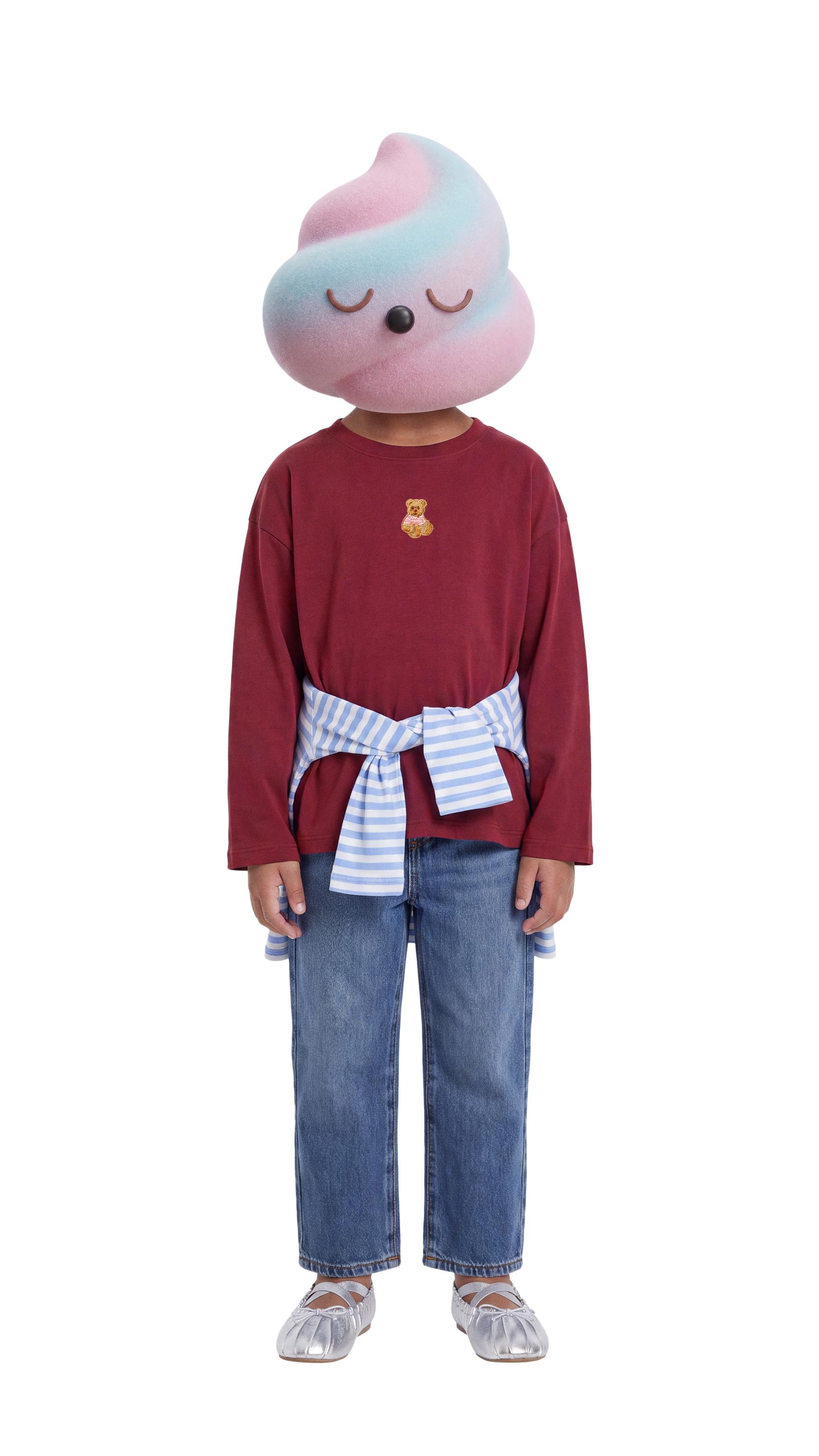 EMBROIDERED ANIMAL T-SHIRT — Burgundy