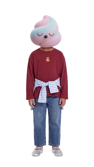Zara EMBROIDERED ANIMAL T-SHIRT - Burgundy - Image 0