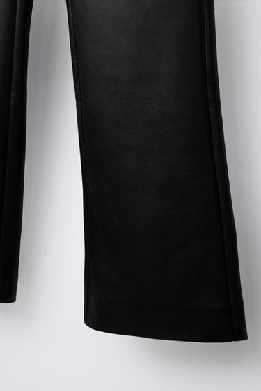 FAUX LEATHER FLARE TROUSERS - Black by Zara - Image 3