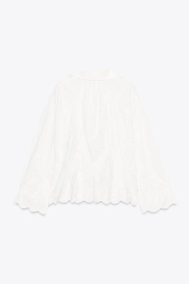 BLOUSE PLIS ET BRODERIES ZW COLLECTION - Blanc de Zara - Image 5