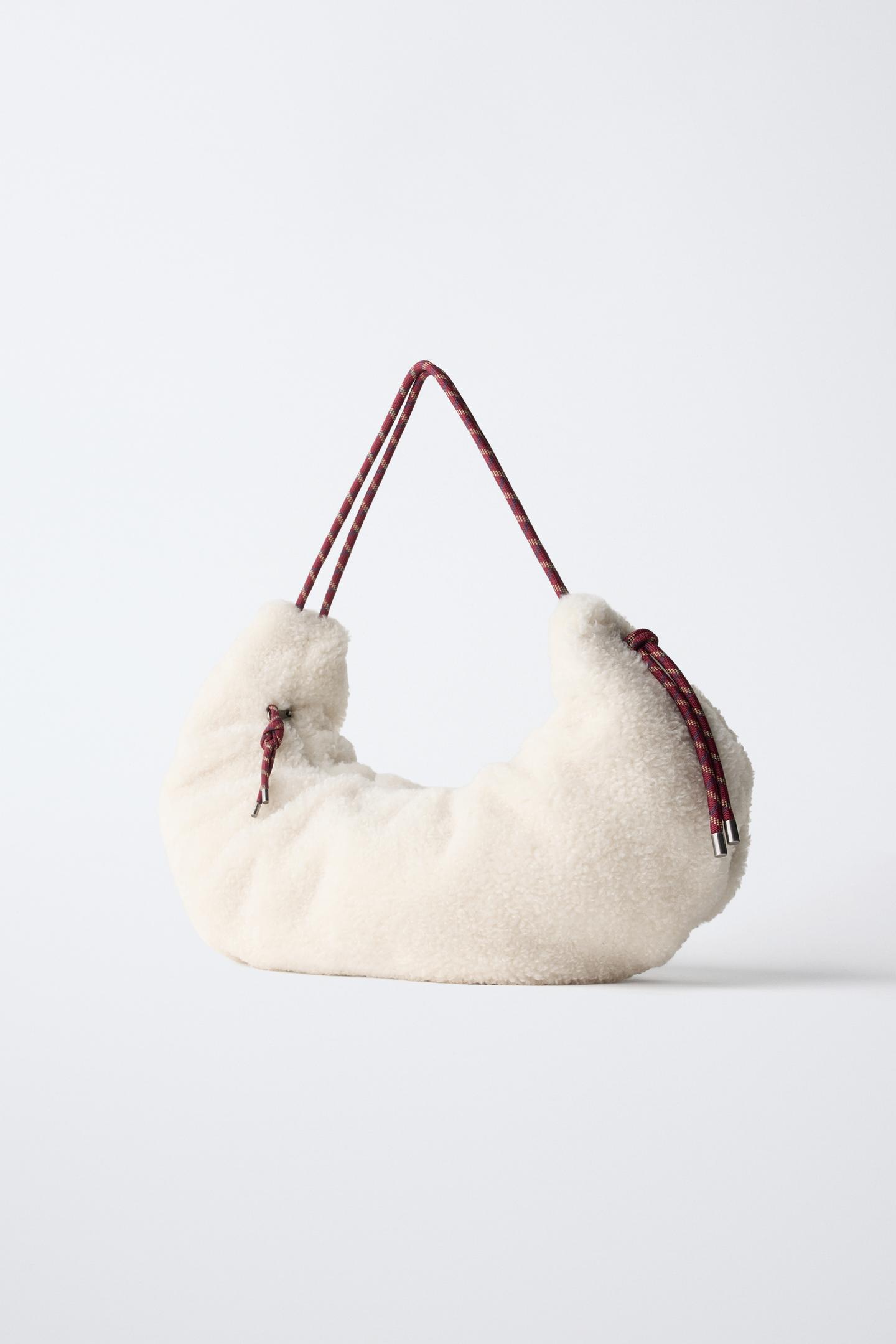 Детская сумка Zara Faux-Shearling Crossbody, цвет: Молочный белый — фото 2