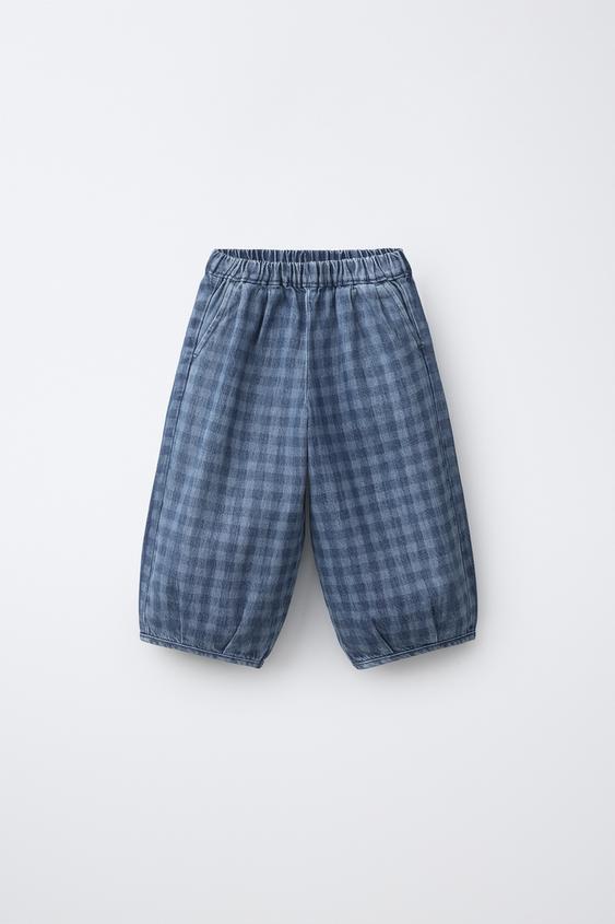 CHECKED SAROUEL TROUSERS - Mid-blue de Zara - Imagen 0