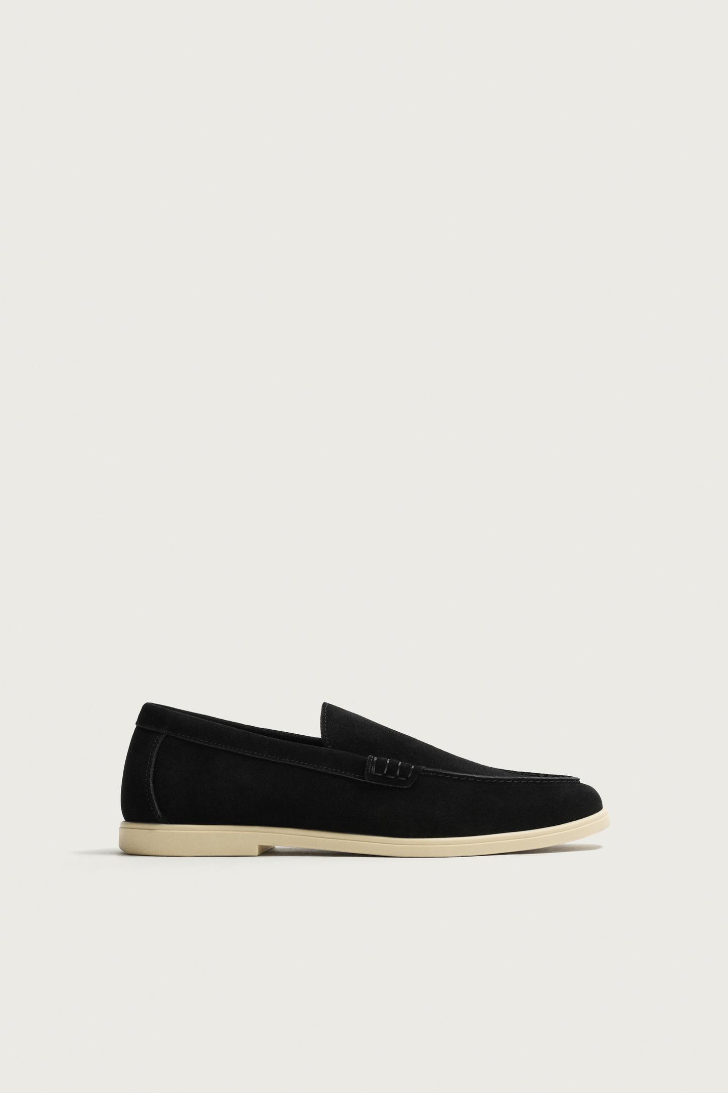 Мужские туфли Zara Casual Leather, цвет: Чёрный — фото 1