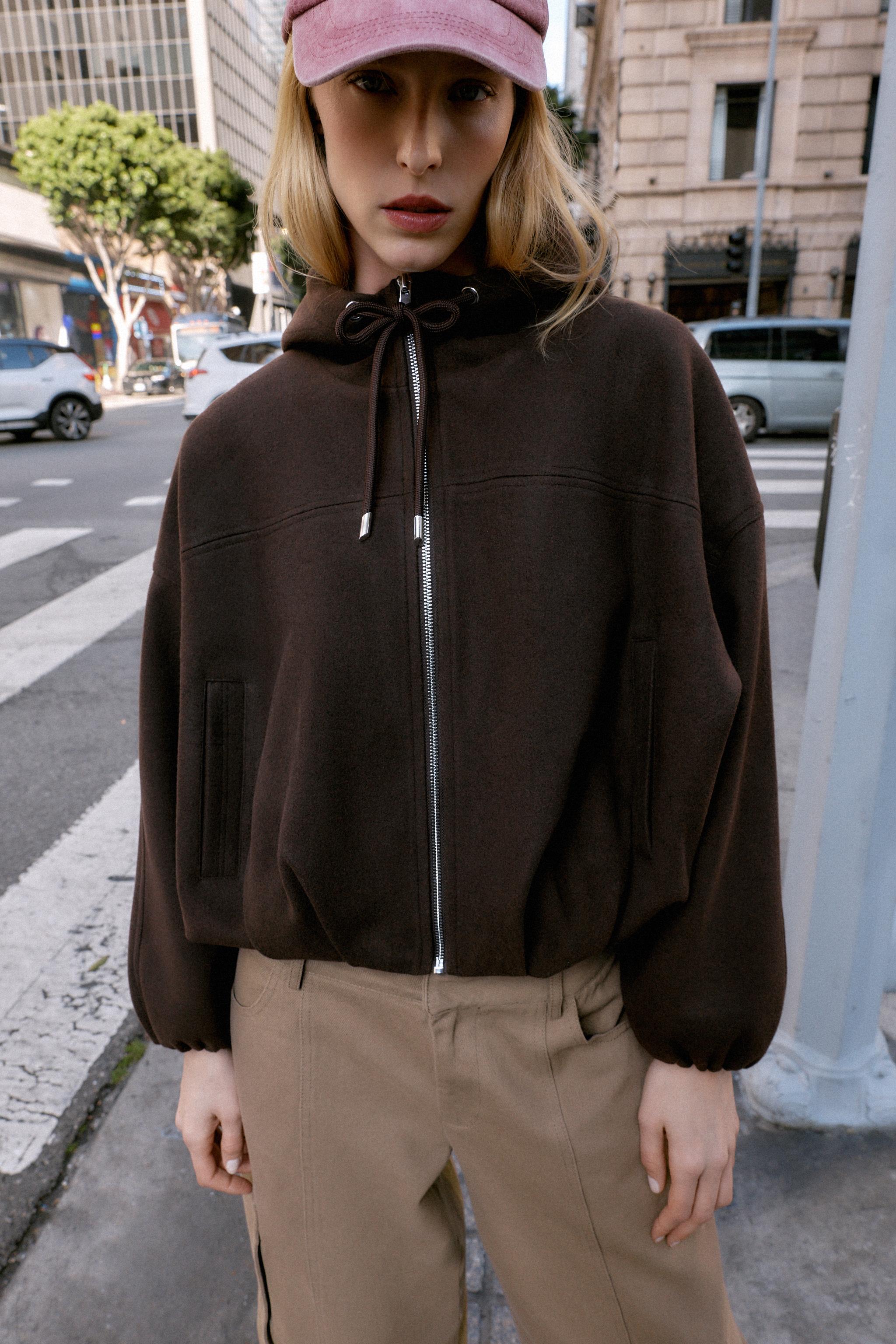 SOFT HOODIE OVERSIZED BOMBER JACKET