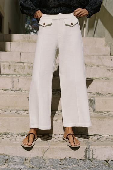 RUSTIC WEAVE CULOTTES - Ecru by Zara - Image 1