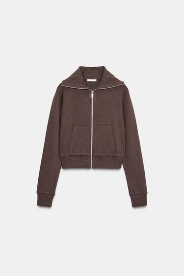 ZIP-UP PLUSH JACKET - Brown by Zara