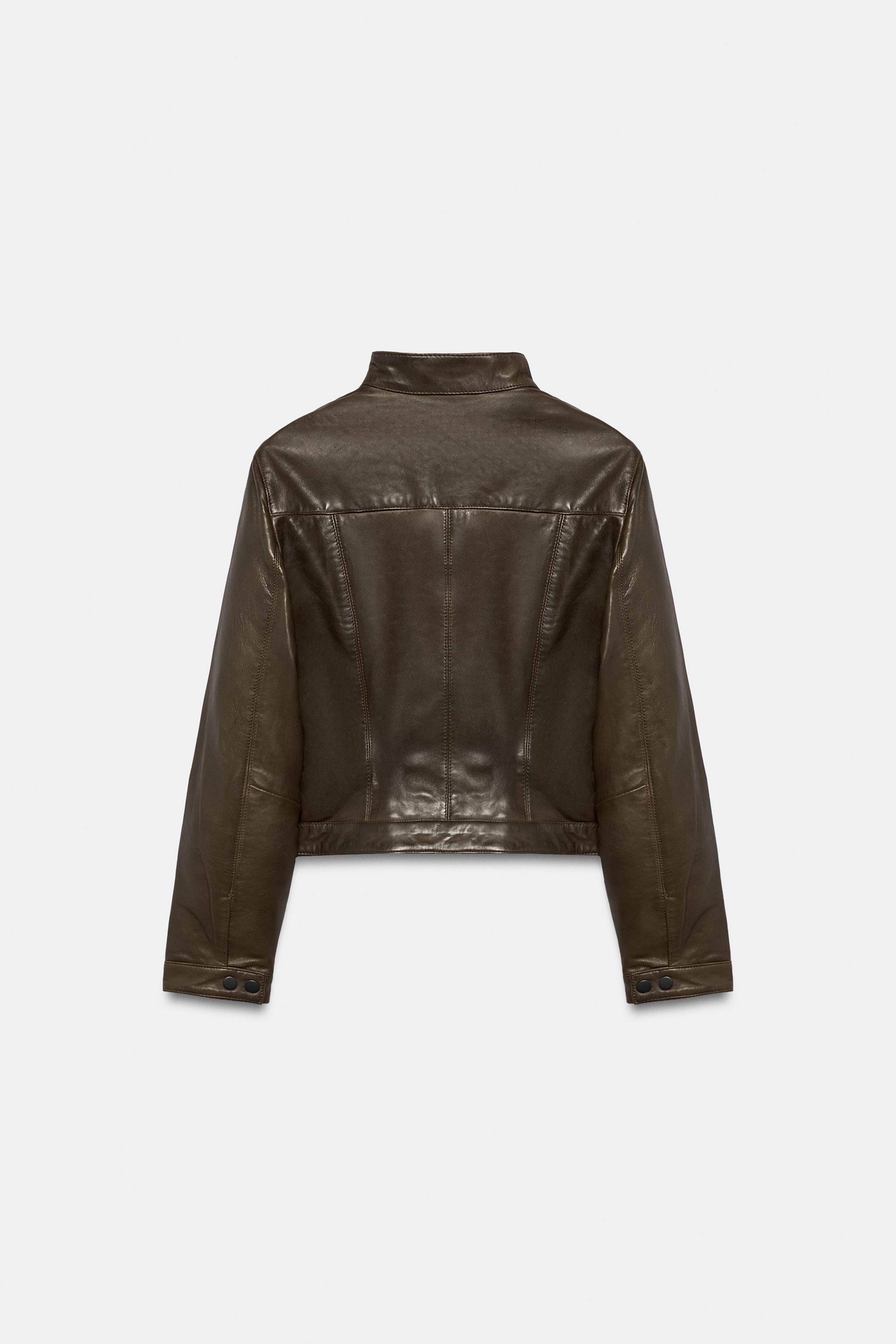 100% LEATHER ZIP-UP JACKET