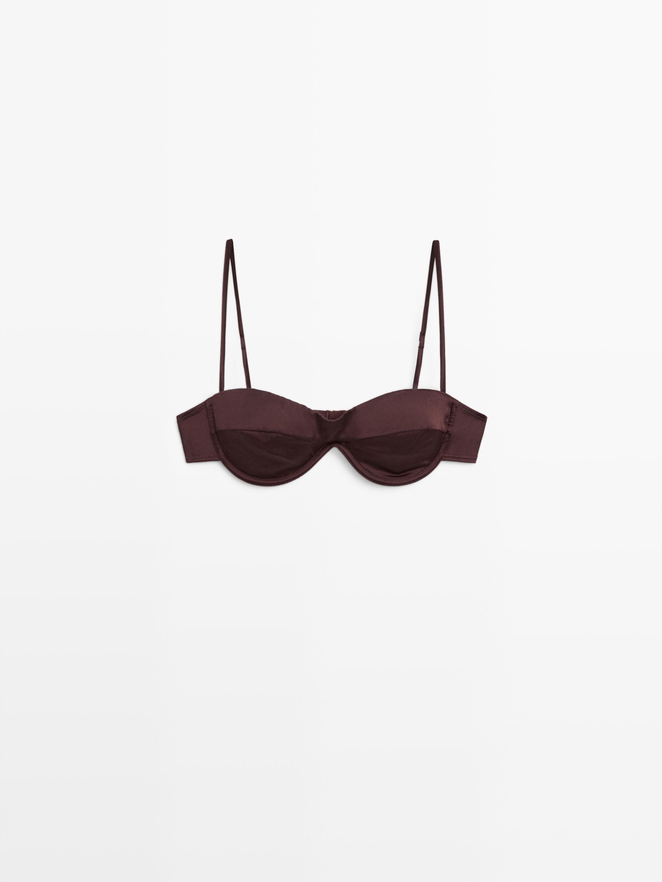 Bandeau top with underwire and seam detail — Mink marl